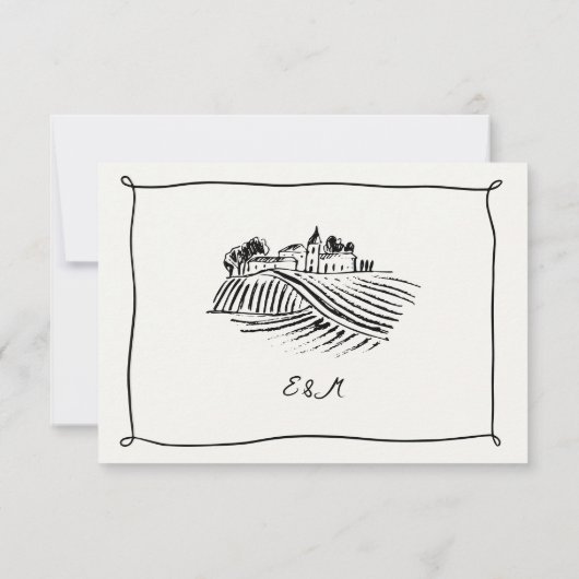 黒お洒落手描きヴィンヤ結婚ード 出欠カード (裏面)