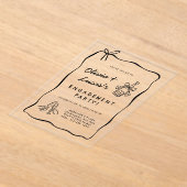 黒お洒落手描き婚約パーティ アクリル招待状 (レイダウン)