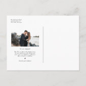 黒お洒落文字フォト婚約 案内ポストカード (裏面)