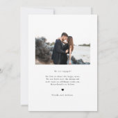 黒お洒落文字フォト婚約 案内状 (裏面)