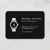 黒お洒落時計アイコン 名刺 (正面)