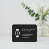 黒お洒落時計アイコン 名刺 (スタンド正面)