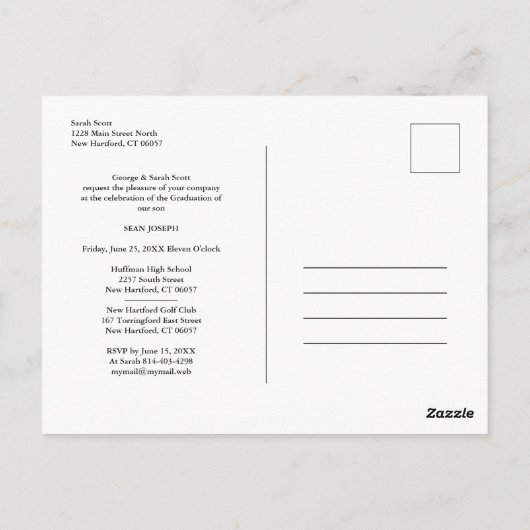 黒お洒落書モダン写真院生 ポストカード (裏面)