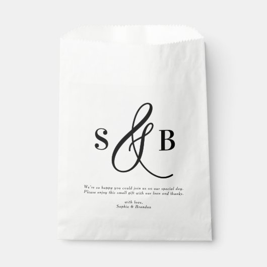 黒お洒落書結婚のモノグラム フェイバーバッグ (正面)