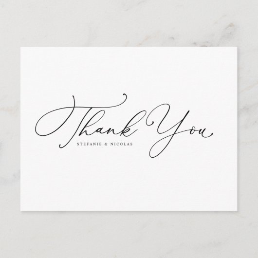 黒お洒落書結婚の感謝 ポストカード (正面)