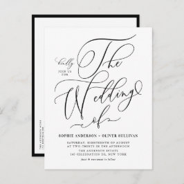 黒お洒落書結婚のQRコード インビテーションポストカード