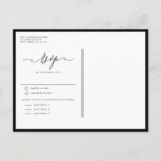 黒お洒落書道結婚の インビテーションポストカード (裏面)