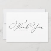 黒お洒落書道結婚の サンキューカード (正面)