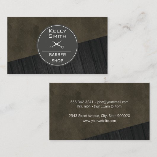 黒お洒落濃いダークウッド色ブロック 名刺 (正面/裏面)