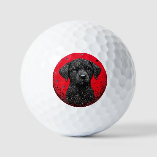 黒お洒落犬 ゴルフボール (正面)