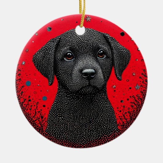 黒お洒落犬 セラミックオーナメント (正面)