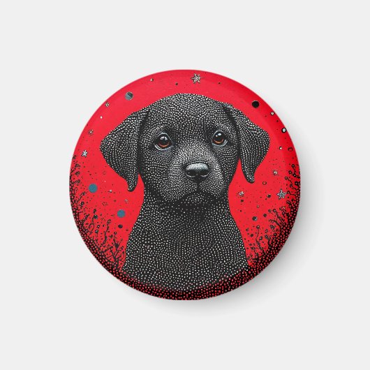 黒お洒落犬 マグネット (正面)