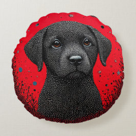 黒お洒落犬 ラウンドクッション