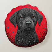 黒お洒落犬 ラウンドクッション (裏面)