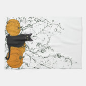 黒お洒落猫ハロウィーン キッチンタオル (横)