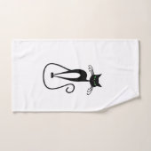 黒お洒落猫ピアス緑の目 ハンドタオル (ハンドタオル)