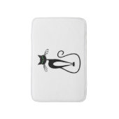 黒お洒落猫ピアス緑の目 バスマット (正面縦)