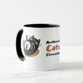 黒お洒落猫ブラックキャットスリープベリーアップ マグカップ (正面左)