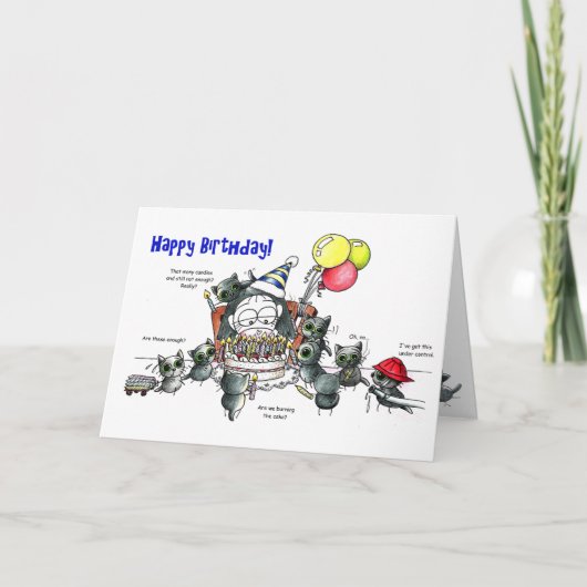 黒お洒落猫誕生日 サンキューカード (正面)