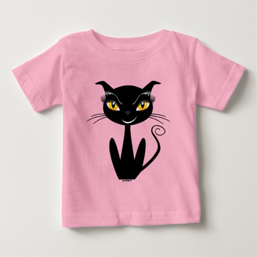 黒お洒落猫 ベビーTシャツ (正面)