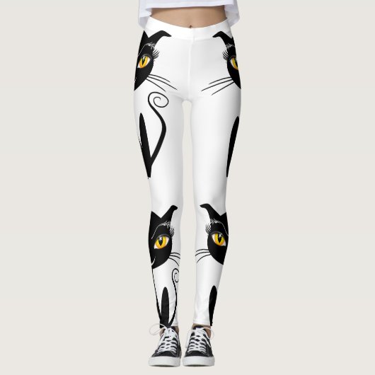 黒お洒落猫 レギンス (正面)