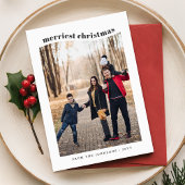 黒お洒落白の家族の写真クリスマス シーズンカード