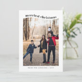 黒お洒落白の家族の写真クリスマス シーズンカード (スタンド正面)