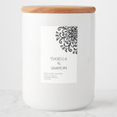 黒お洒落白フローリッシュキャンドルラベル フードラベル (正面)