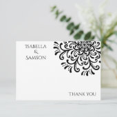 黒お洒落白フローリッシュサンキューカード サンキューカード (スタンド正面)