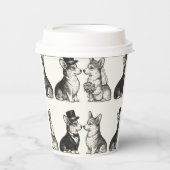 黒お洒落白ヴィンテージコルギ結婚ズ 紙コップ (正面)