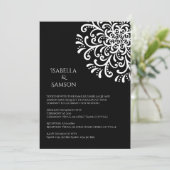 黒お洒落色のフローリシュ結婚ズの白 招待状 (スタンド正面)