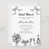 黒お洒落色の描ブライダルシャワーパーティー 招待状 (正面)
