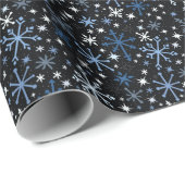 黒お洒落色の雪の結晶 ラッピングペーパー (ロールコーナー)