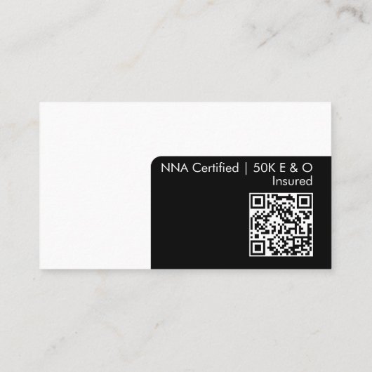 黒お洒落色 |白ミニマル公証人モダン写真QR 名刺 (裏面)