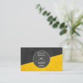 黒お洒落色 | 金ゴールドテクスチャカラー | 理容師 名刺 (スタンド正面)