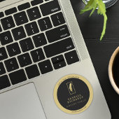 黒お洒落金ゴールドフェザー公証人マーケティング連絡 ラウンドシール