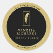 黒お洒落金ゴールドフェザー公証人マーケティング連絡 ラウンドシール (正面)