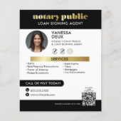 黒お洒落金ゴールド公証人QRコード写真 チラシ (正面)