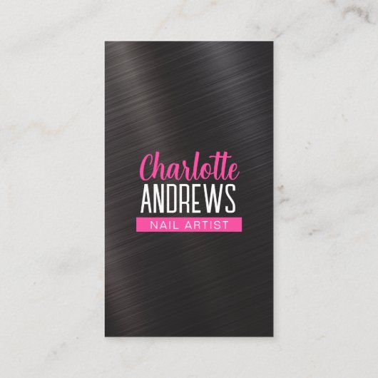 黒お洒落金属ネイルアーティストネイリスト 名刺 (裏面)