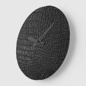 黒お洒落：レザーテクスチャエレガンス ラージ壁時計 (傾斜)