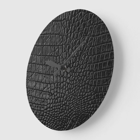 黒お洒落：レザーテクスチャエレガンス ラージ壁時計 (傾斜)