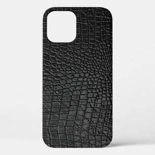 黒お洒落：レザーテクスチャエレガンス iPhone 12ケース