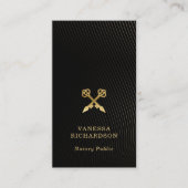 黒お洒落&金ゴールド波状スケルトン鍵公証人QR 名刺 (正面)