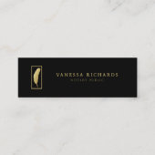 黒お洒落&金ゴールド羽毛フォトQRコード公証人 スキニー名刺 (正面)