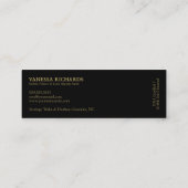 黒お洒落&金ゴールド羽毛フォトQRコード公証人 スキニー名刺 (裏面)