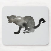 黒かっこい水色の猫 マウスパッド (正面)