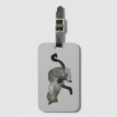 黒かっこい水色の猫 ラゲッジタグ (正面縦)