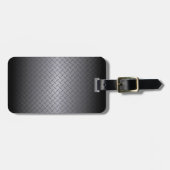 黒からグレーのフェードダイヤモンドプレート鋼の背景 ラゲッジタグ (正面横)