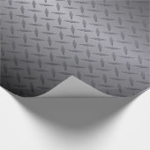 黒からグレーのフェードダイヤモンドプレート鋼の背景 ラッピングペーパー (角)