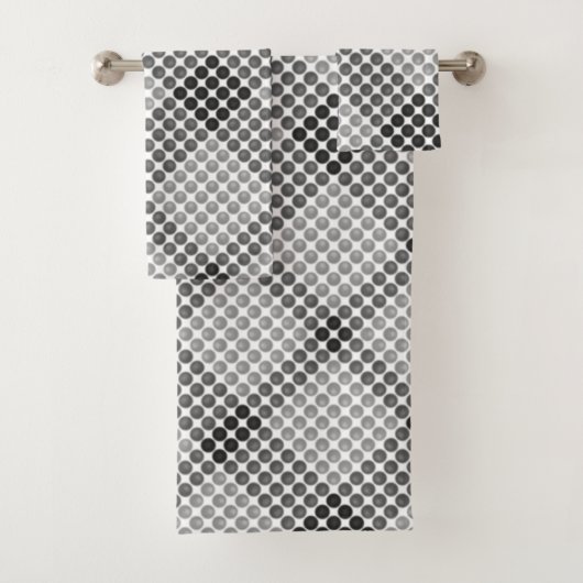 黒からグレーのボールまたは穴、十字形の正方形 バスタオルセット (インサイチュ)